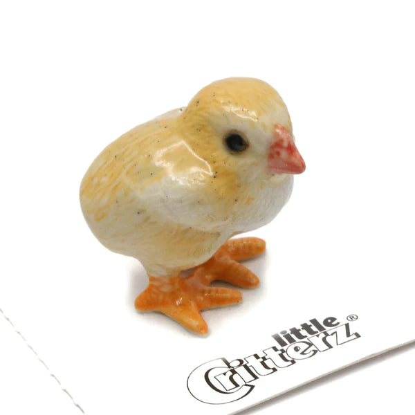 Critterz Baby Chick Peeps miniature porcelain figurine, hand painted collectible of a tiny yellow baby chick.