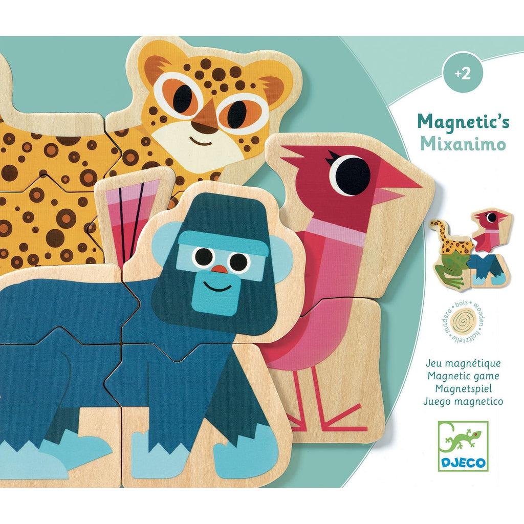 Magnets Mixanimo Animal set showing colorful magnetic animal puzzle pieces for children ages 2 and up.