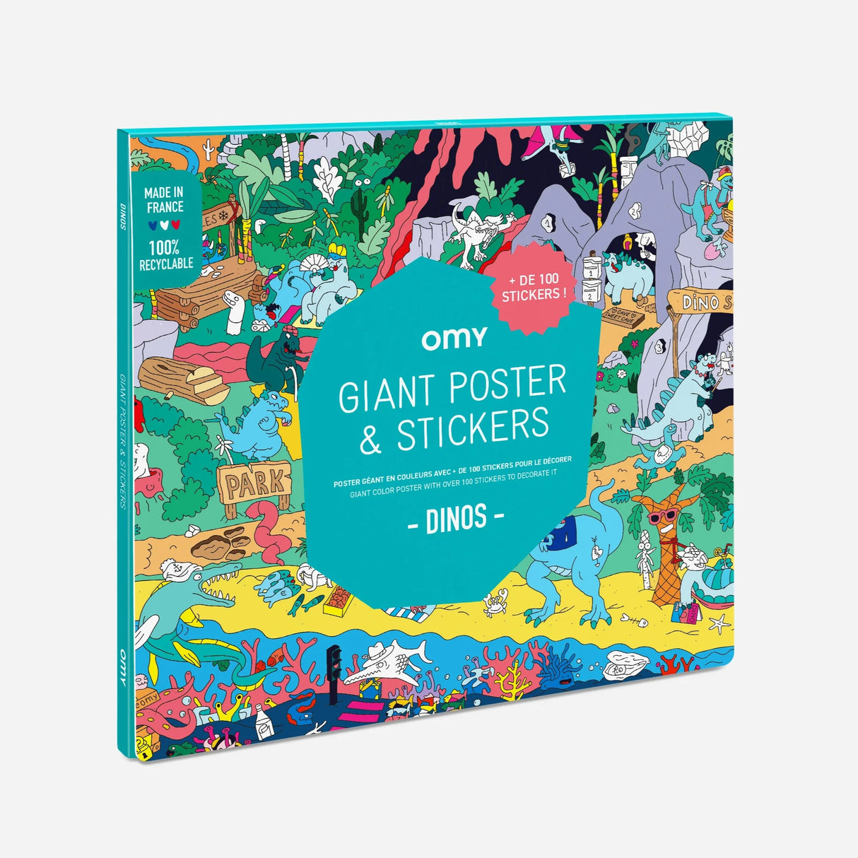 Dinosaur Giant Sticker Poster with colorful dinosaur scene and over 100 stickers for creative play and decoration.