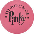 Pink ball labeled Pinky Hi-Bounce, made of solid latex rubber, perfect for fun on the go, Pinky Ball product.