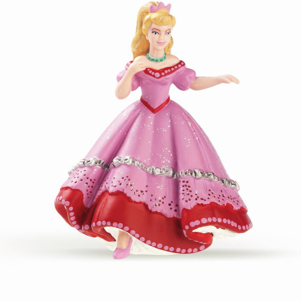 Princess Marion figurine dressed in a pink and red gown with silver details, perfect for imaginative play.