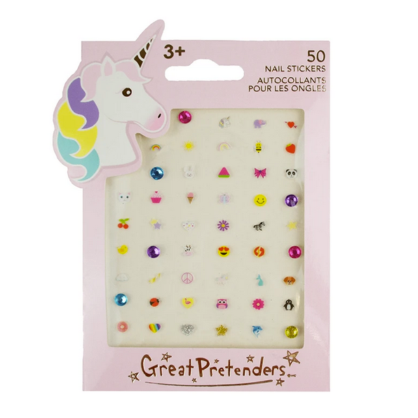 Nail Stickers | Unicorns with 50 colorful fun designs including unicorns and friends for kids aged 3 and up.