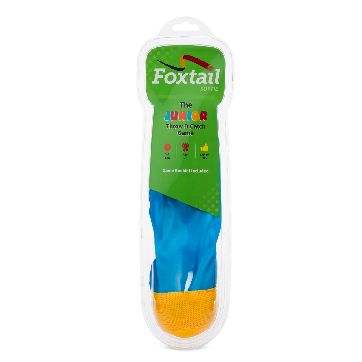 Foxtail Softie junior throw and catch game in packaging featuring soft ball for safe play and coordination development.