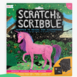 Scratch & Scribble Magical Unicorns art kit with pink unicorn, guided scratch cards, rainbow and sparkle designs for kids.