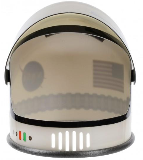 Youth size white Astronaut Helmet with moving visor and space mission decals for kids aged 3-10.