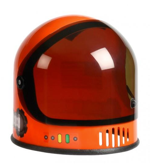 Youth size Astronaut Helmet in bright orange with moving visor and detailed space design for kids aged 3 to 10.