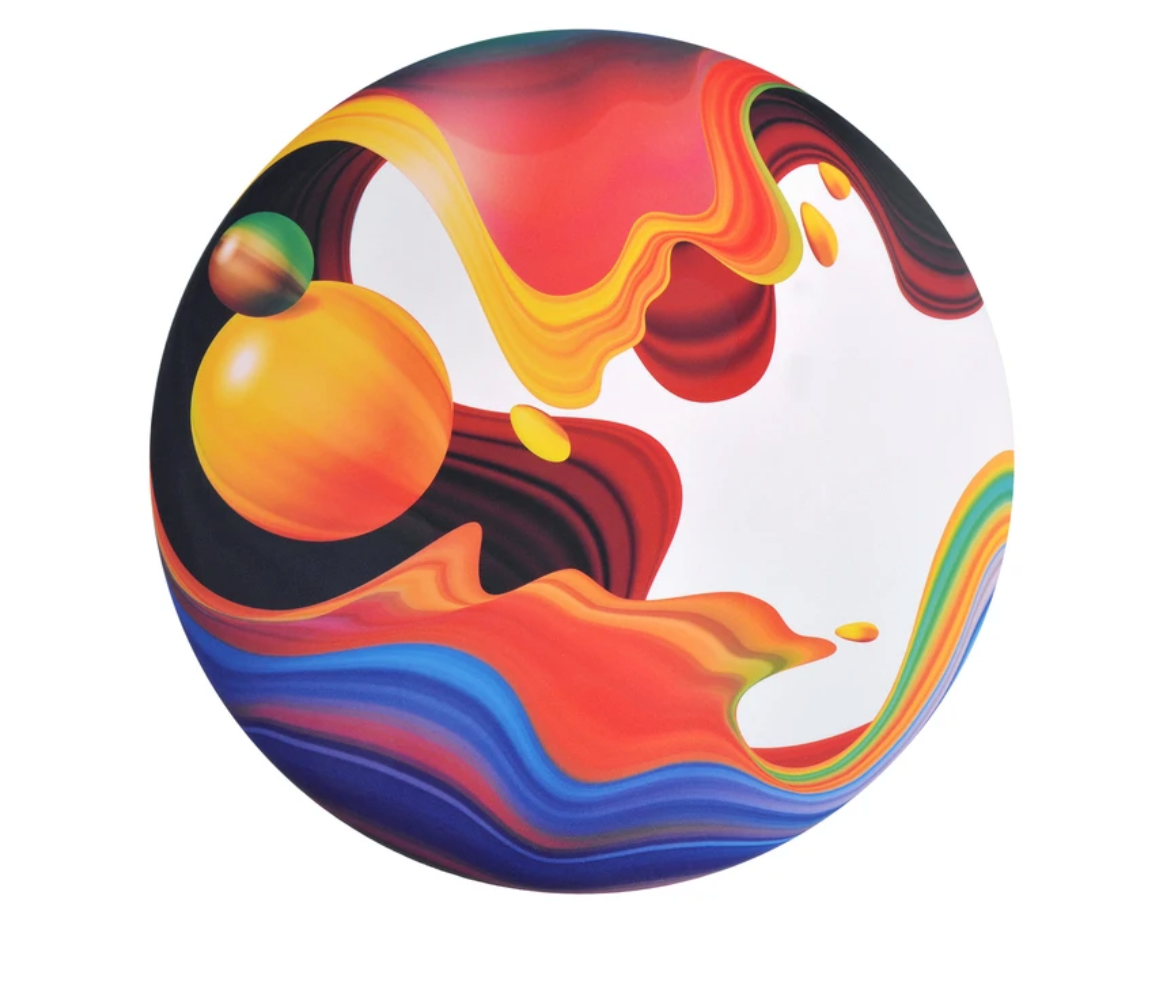 Waboba Wingman Disc with vibrant abstract design, foldable silicone flying disc for indoor and outdoor play, flies over 130 feet.