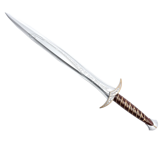 Sting Sword with detailed silver blade and brown handle, perfect for imaginative play and battling dragons.