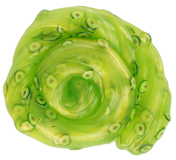 Mini Trendsetters Avocado Thinking Putty in avocado green with tiny avocado pieces, soft and stretchable silicone putty.
