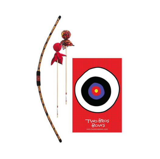 Two Bros Bow Set | Flame with soft tip arrows and paper target for safe and imaginative kids' archery play.