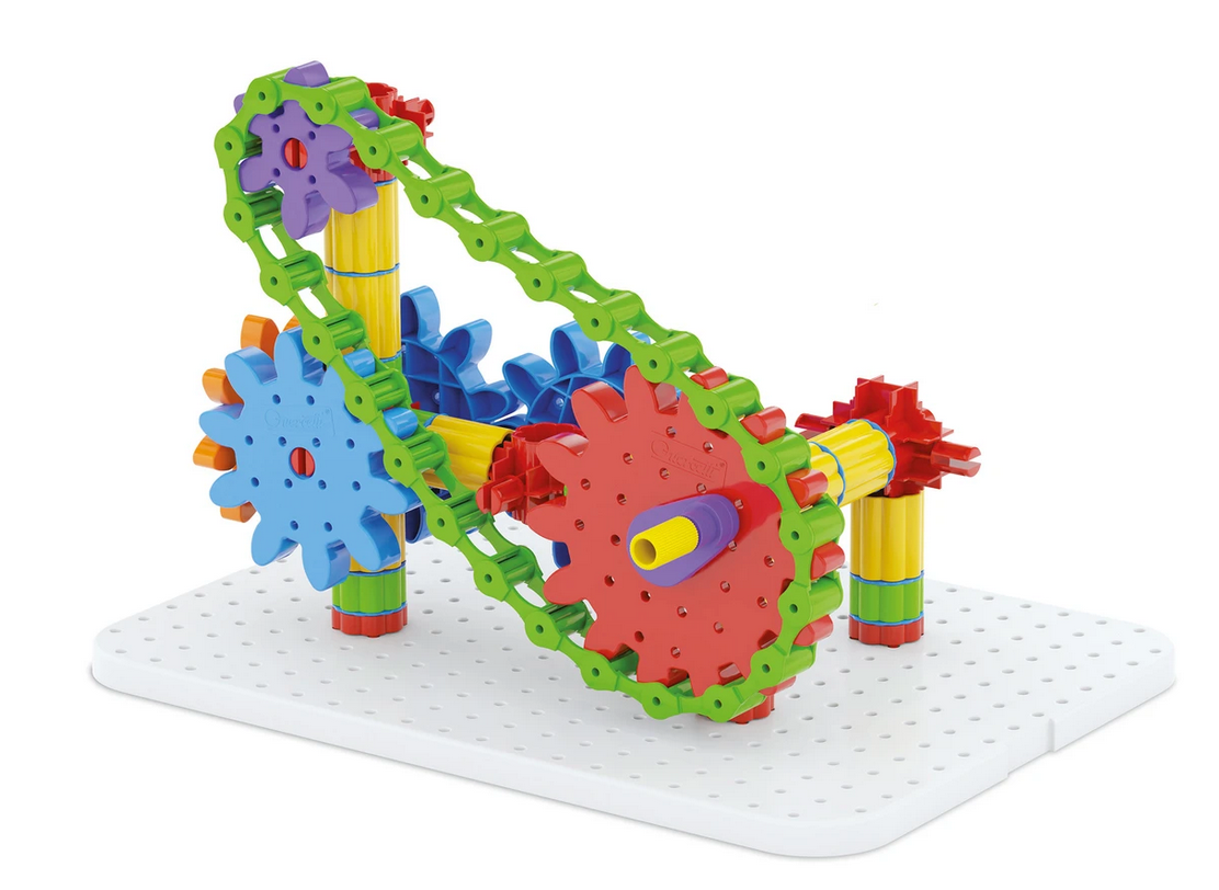 Georello Tech Gears colorful three-dimensional gear structure demonstrating chain reactions and mechanics principles for kids.