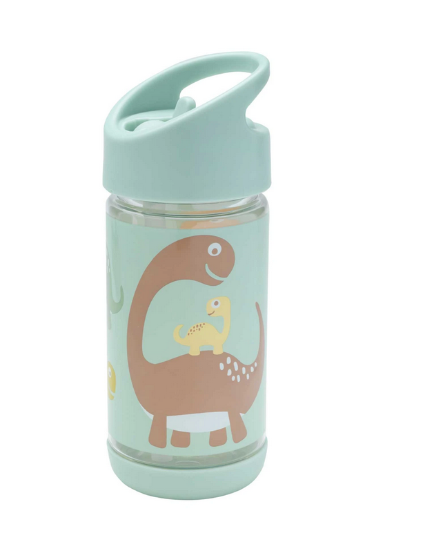 Flip & Sip | Baby Dinosaur clear Tritan water bottle with playful baby dinosaur design and easy-open lid for kids.