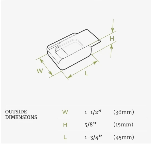 Christmas Cactus Box diagram showing dimensions 1 ½" long, 1 ¼" wide, ½" tall with sliding dovetail lid.