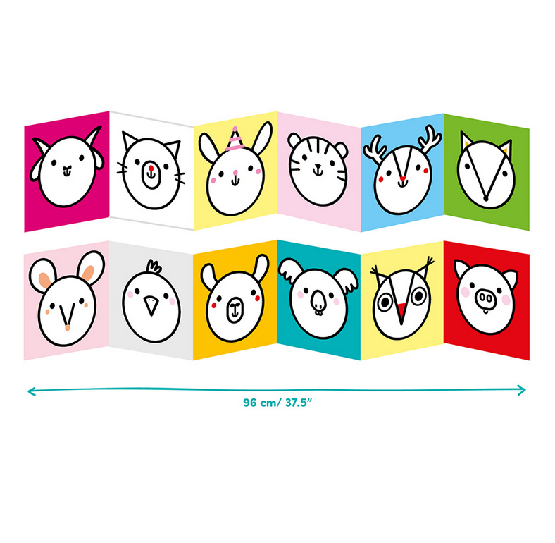 Loong Animals Coloring Book features two 37.5” accordion books with simple animal illustrations for toddlers.