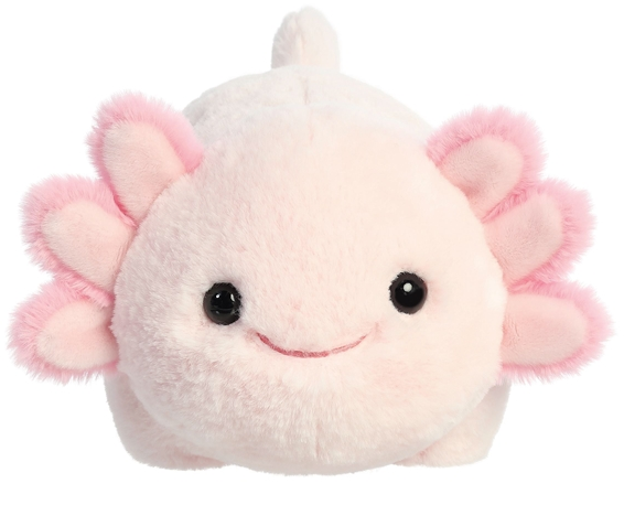 Spudster Axolotl Axel plush toy with soft pink features and a rounded potato-inspired shape perfect for hugging.