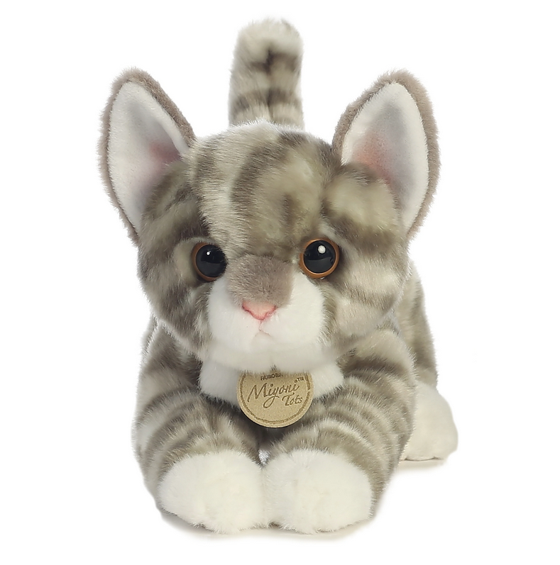 Cat Gray Tabby plush toy with soft gray striped fur and adorable face, perfect for cuddles and kids’ adventures.