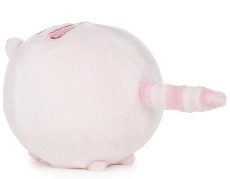 Pusheen Round Squishy in soft pastel pink with striped tail, perfect slow rise stress relief toy for all ages.