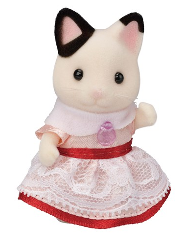 Party Time Playset featuring Tuxedo Cat girl Lily in a lace party dress for imaginative tea time play.