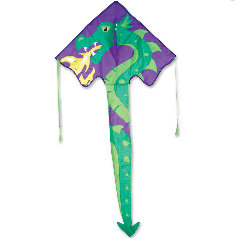 46" Easy Flyer Kite | Skylar Dragon with vibrant purple and green dragon design, simple assembly, and easy flying fun.
