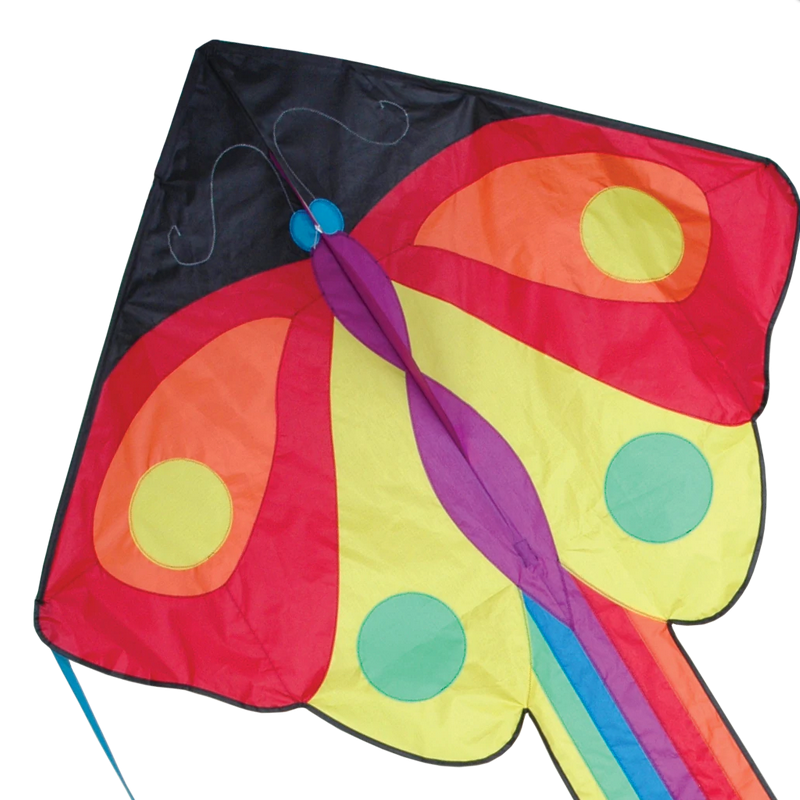 46" Easy Flyer Kite Butterfly with vibrant colors, nylon fabric, and simple assembly for effortless flying fun.
