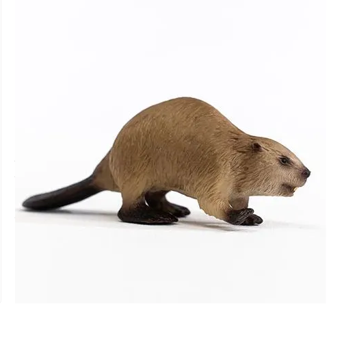 Beaver figurine with realistic fur, webbed feet, and flat tail, detailed model perfect for ages 3 and up, titled Beaver.