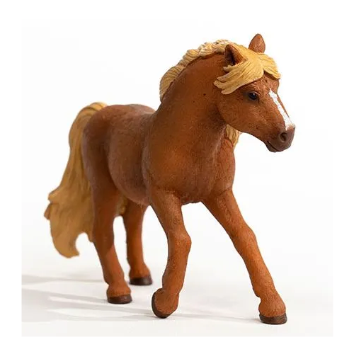 Island Pony Stallion toy figure with brown coat and blonde mane, detailed and sturdy, perfect for ages 5 and up.