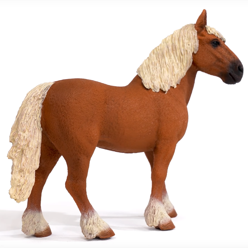 Belgian Draft Horse toy figure with broad chest and cream mane, perfect for Farm World collections ages 3 and up.
