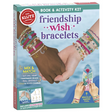 Friendship Wish Bracelets kit showing hands with colorful hemp bracelets featuring beads, charms, and crystals for making wishes.