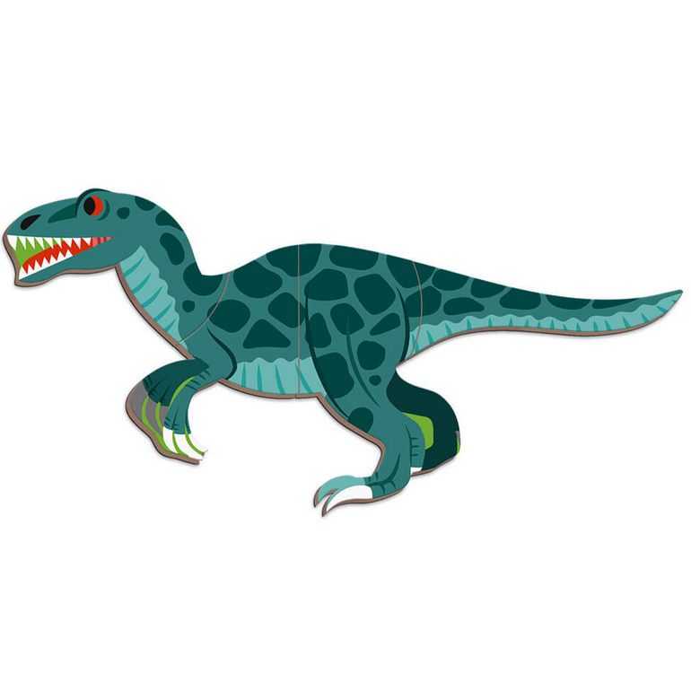 MagnetiBook Dinosaurs magnetic puzzle piece of a green dinosaur with blue spots for kids to assemble.
