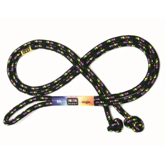 Jump Rope | 8' Black Confetti knotted rope with colorful specks, designed for durability and safe, classic fun.