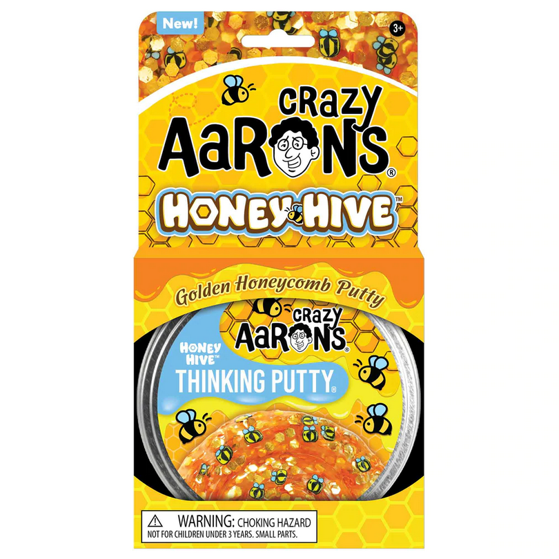 Trendsetters Honey Hive Thinking Putty in golden honeycomb design with buzzing bees in a tin for kids 3+ years.