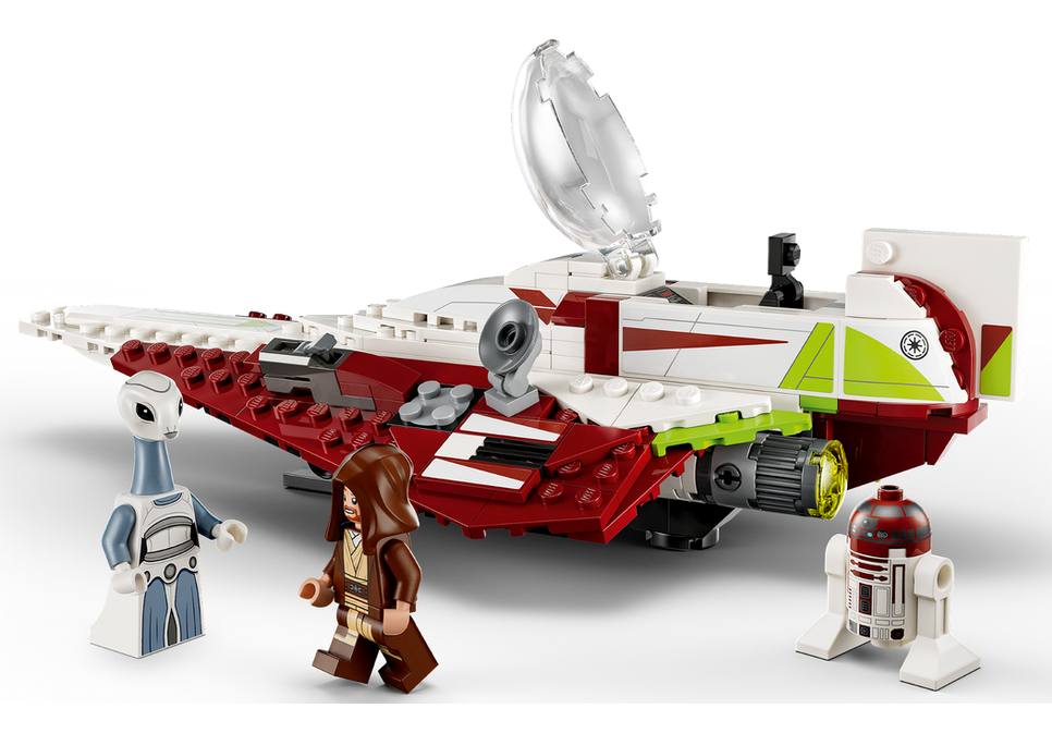 Star Wars Obi Wan Kenobi's Jedi Starfighter LEGO set with minifigures Obi-Wan, Taun We, and droid R4-P17.