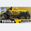 Tonka 4x4 Pickup Truck in yellow with large tires and metal blade, built tough for ages 3 and up.