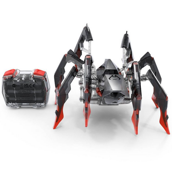Hex Bots RC Tarantula robotic eight-legged creature with 360-degree steering and LED light effects on white background.