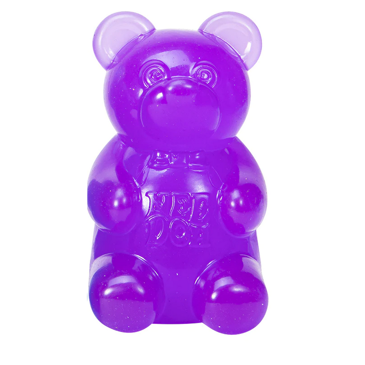 Purple squishy gummy bear toy with detailed features, perfect for fidgeting, called NeeDoh Gummy Bear.
