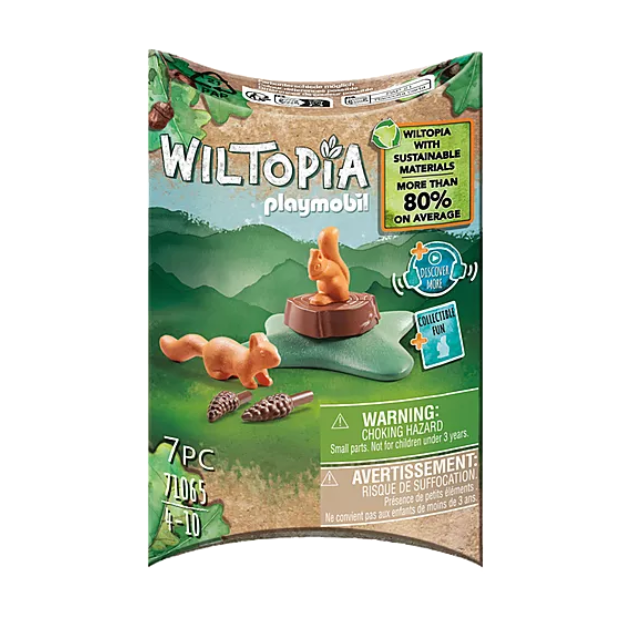 Wiltopia Squirrel set with two squirrels, accessories, and collectible animal card for eco-friendly wildlife play and learning.