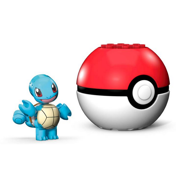Mega Construx Pokemon Ball with a buildable Squirtle figure and Poké Ball display stand.