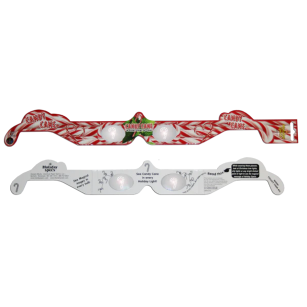 Holiday Specs | Candy Canes glasses with red and white candy cane design and patented holographic lenses.