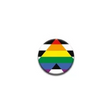 Ally Button round pinback measuring 1.25 inches featuring a colorful pride design to show support.
