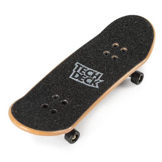 Tech Deck Fingerboard with black grip tape, detailed trucks, and wheels, ideal for finger skateboarding fans.