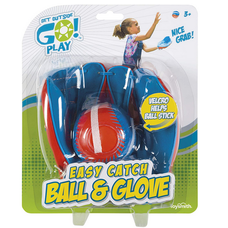 Easy Catch Ball & Glove set with Velcro ball and colorful glove for easy catching, perfect for beginner kids ages 3 and up.