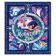 The Moonlight Zoo book cover with Eva and a wolf surrounded by vibrant jungle animals at night.