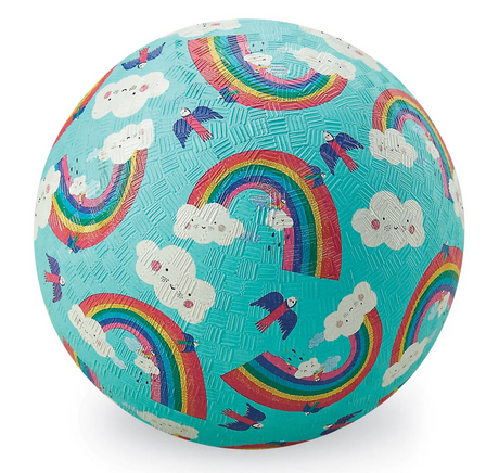 Playground Ball 7in | Rainbow Dreams with textured surface and colorful rainbows and clouds design for kids ages 3 and up.