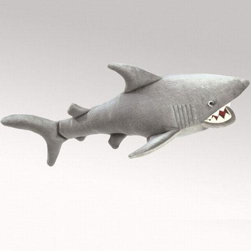 Shark Puppet soft velour fabric with vinyl teeth, 22-inch long cuddly toy perfect for ages 3 and up.