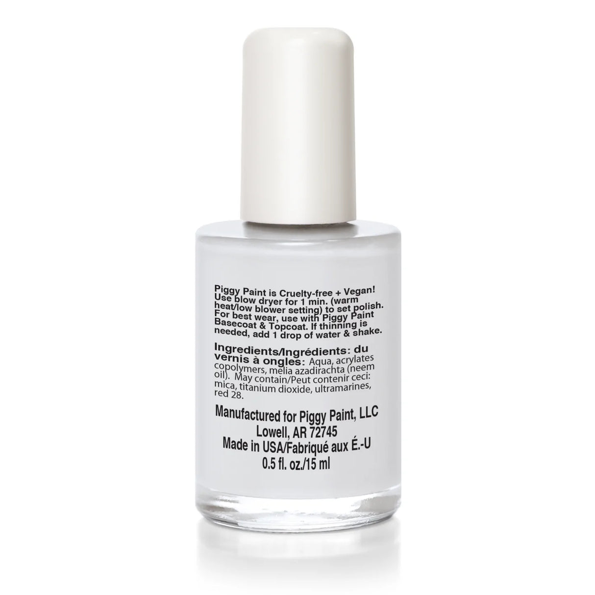 Nail Polish Snow Bunny's Perfect by Piggy Paint, a non-toxic, vegan, cruelty-free white matte polish safe for all ages.