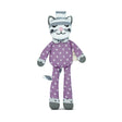 Organic Cat Maude Pacifier Buddy with soft purple fabric, embroidered cat face, and polka dot pattern for baby gifts.