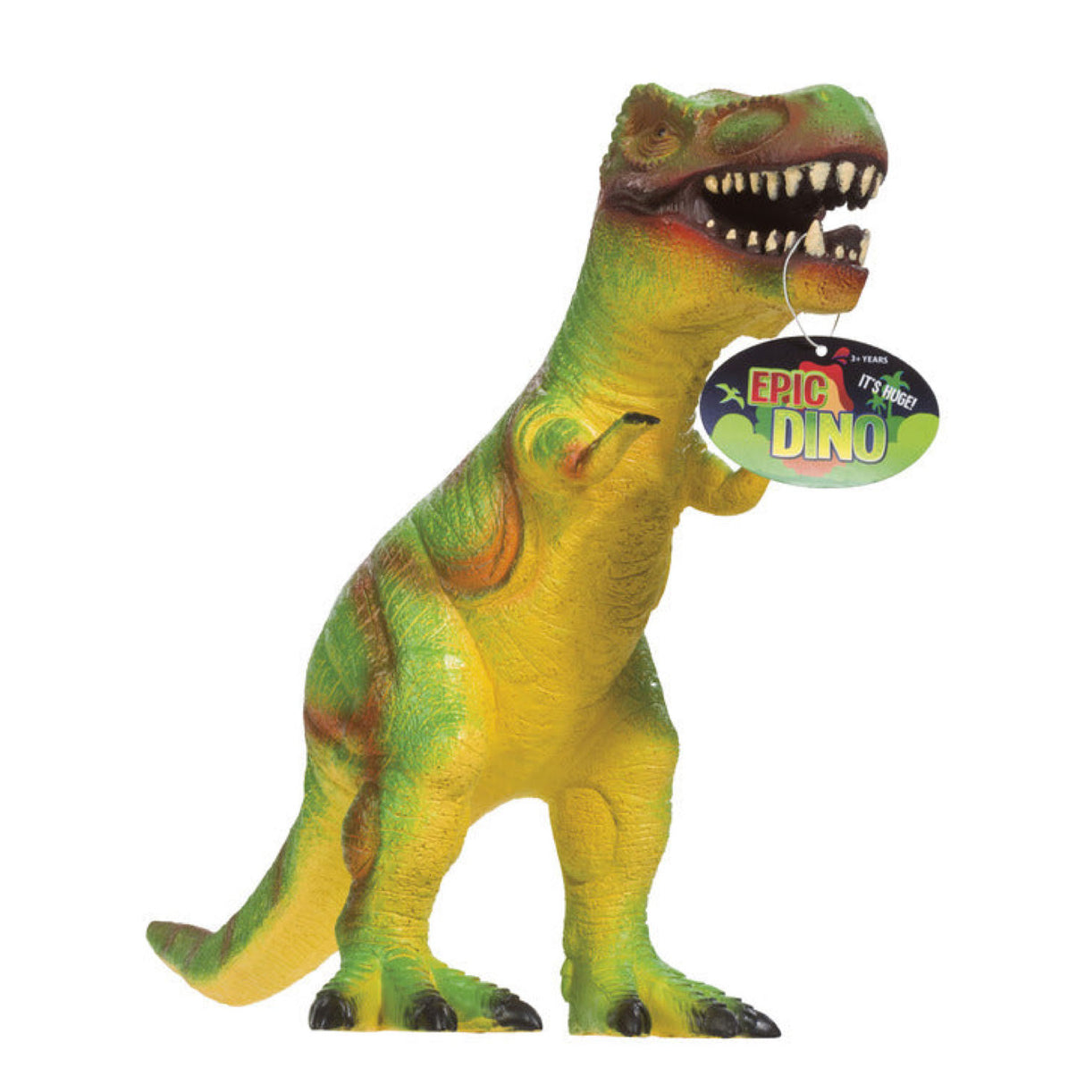 Epic Dinosaur toy in green and yellow soft vinyl, 22 inches tall, detailed and ready for imaginative play.
