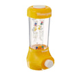 Yellow Water Game handheld toy with colorful balls inside and a white push button for fun play.