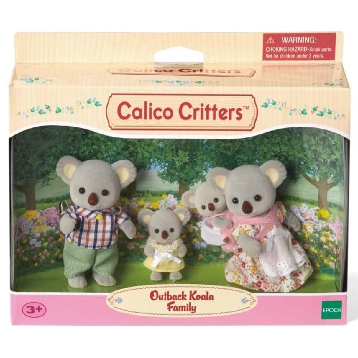 Koala Family with mother, father, sister, and baby koala dolls in detailed clothing, perfect for imaginative play.