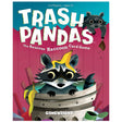 Trash Pandas game box with cartoon raccoons in trash can, colorful design for ages 8+, 2-4 players, card game.